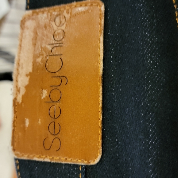 SEE BY CHLOE Dark Blue Denim Skirt US 8 Made In Italy GUC - Picture 7 of 16